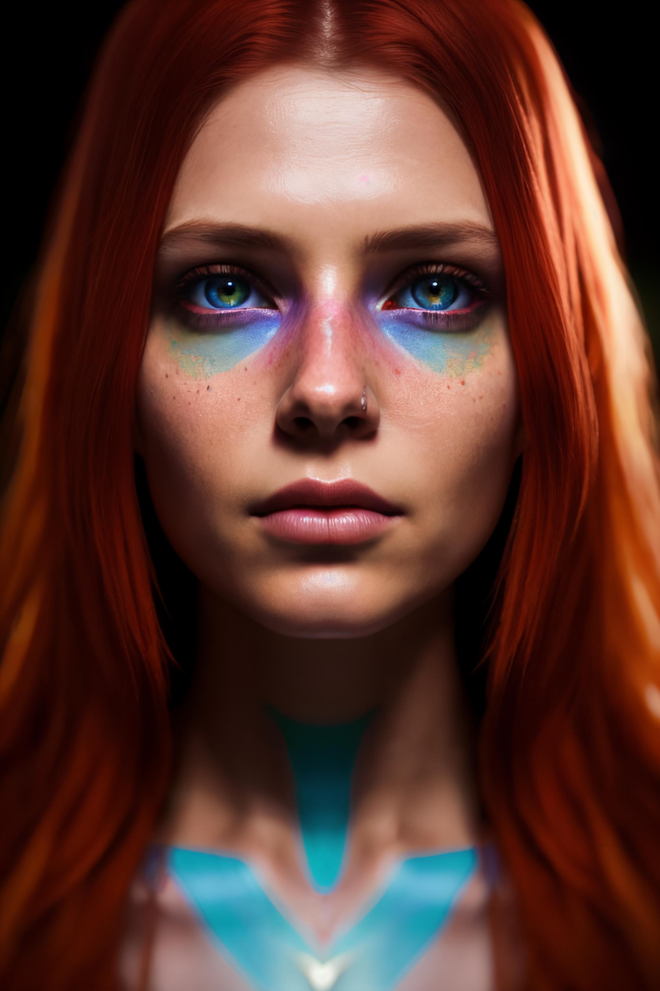 beautiful gorgeous 8k unity render, female, pale Indian red hair, sitting at treehouse, very dark lighting, dreary, spooky...